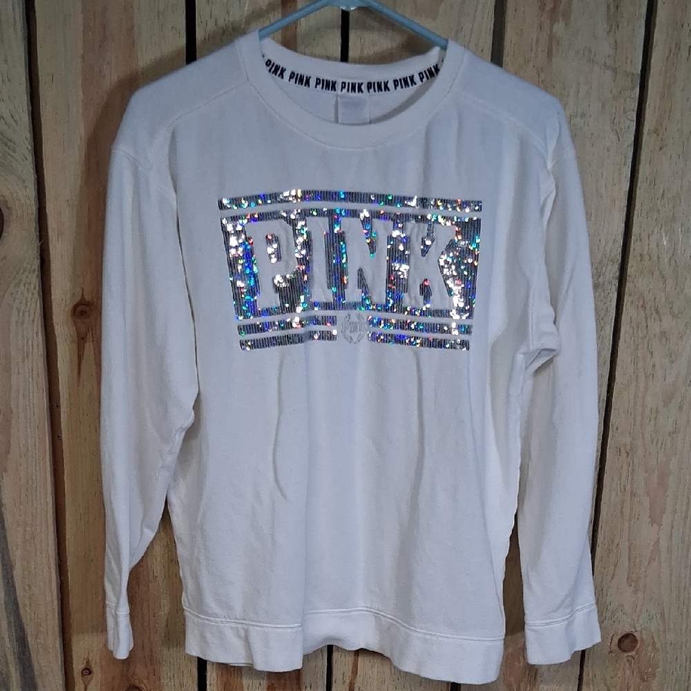 Victorias Secret PINK White Crewneck Sweatshirt Size XS